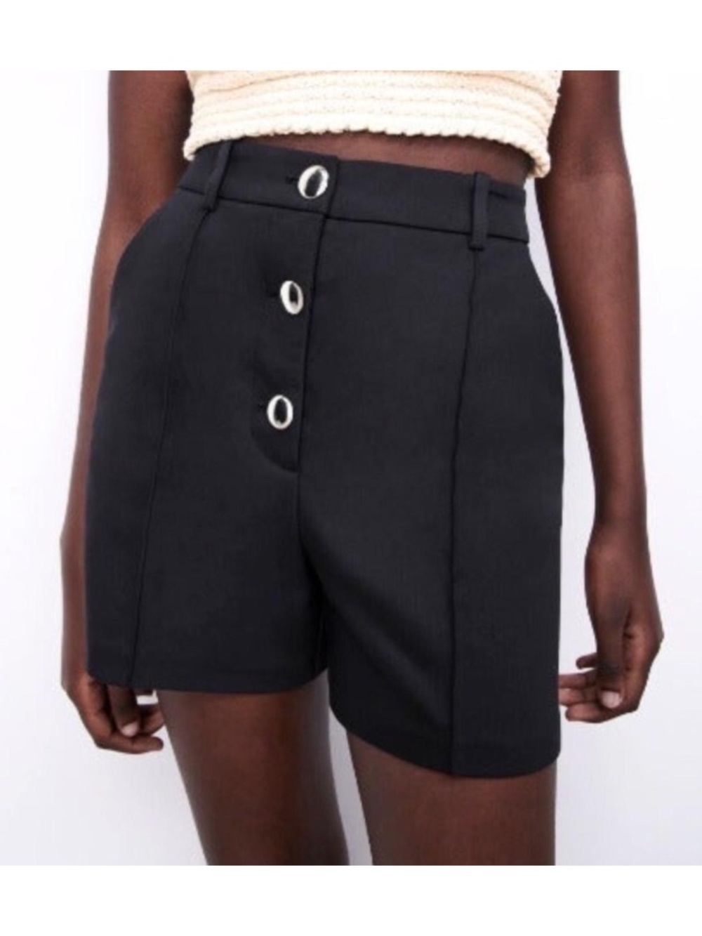 ZARA‎ Button High-Waist Shorts NWT
